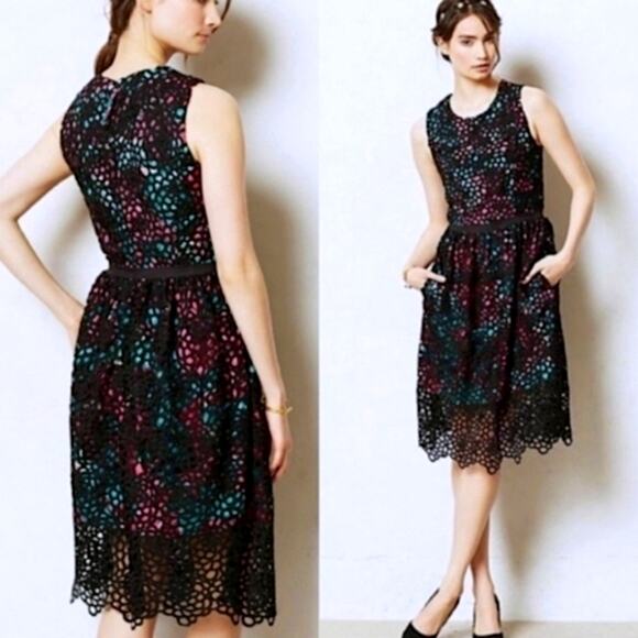 Anthropologie Women’s Dress Whimsigoth Coquette Lace Overlay Jewel Tone Size XS - Picture 1 of 12